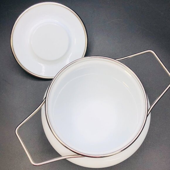 80s Siltal ITALY Pastelcore Enamelware Fondue Pot with Lid -Design Carla Agnelli - Picture 4 of 10